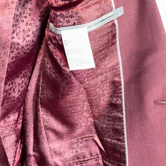 Bar III Men's Slim-Fit Wool Blend Suit Jacket Berry Red 38L $425 - Picture 6 of 9